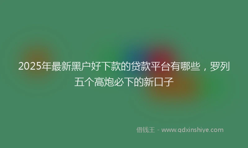 2025年最新黑户好下款的贷款平台有哪些，罗列五个高炮必下的新口子