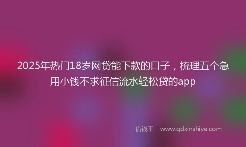 2025年热门18岁网贷能下款的口子，梳理五个急用小钱不求征信流水轻松贷的app