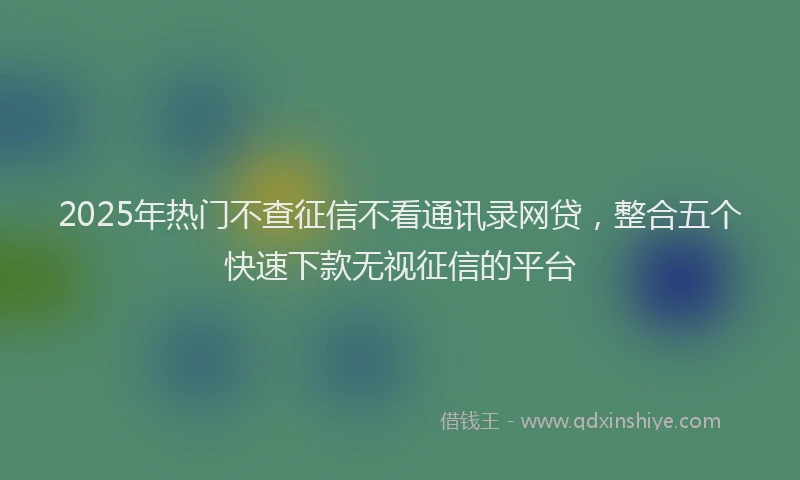 2025年热门不查征信不看通讯录网贷，整合五个快速下款无视征信的平台