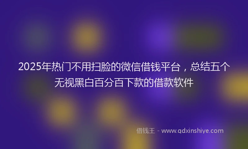 2025年热门不用扫脸的微信借钱平台，总结五个无视黑白百分百下款的借款软件