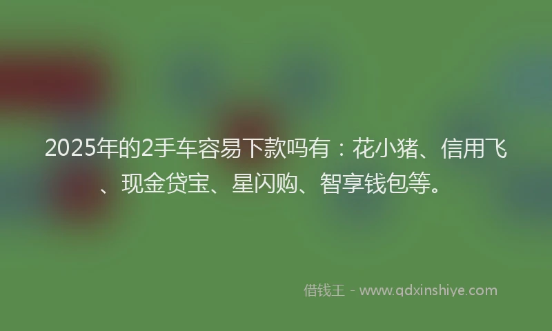 2025年的2手车容易下款吗有：花小猪、信用飞、现金贷宝、星闪购、智享钱包等。