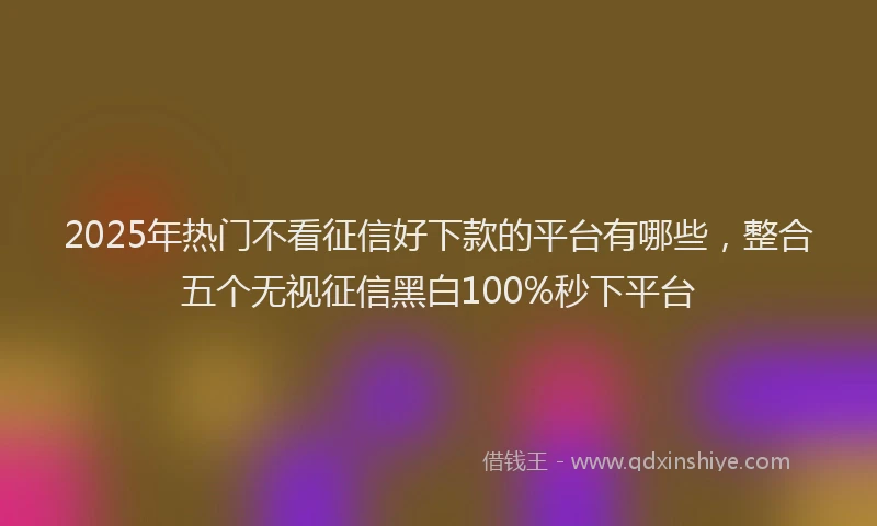2025年热门不看征信好下款的平台有哪些,整合五个无视征信黑白100%秒下平台