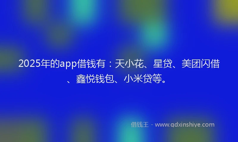 2025年的app借钱有：天小花、星贷、美团闪借、鑫悦钱包、小米贷等。