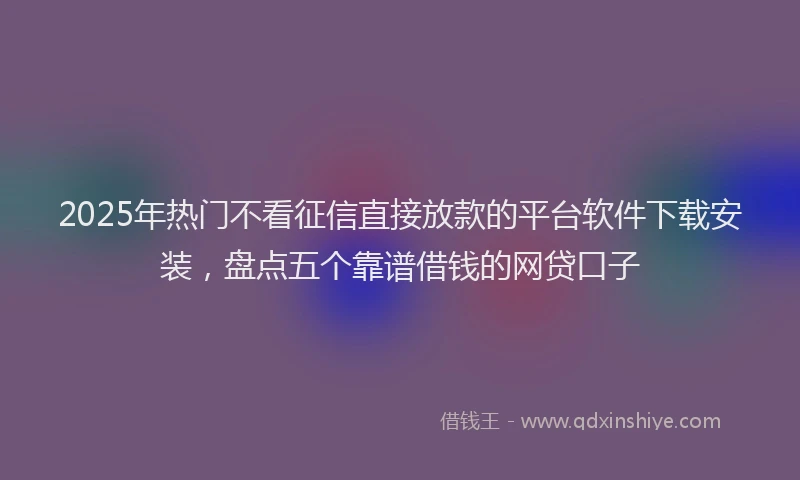 2025年热门不看征信直接放款的平台软件下载安装,盘点五个靠谱借钱的网贷口子