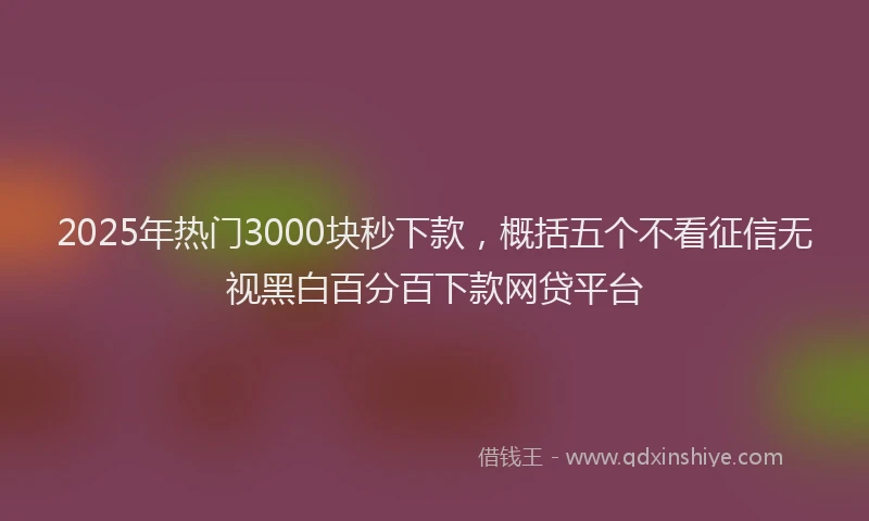 2025年热门3000块秒下款，概括五个不看征信无视黑白百分百下款网贷平台