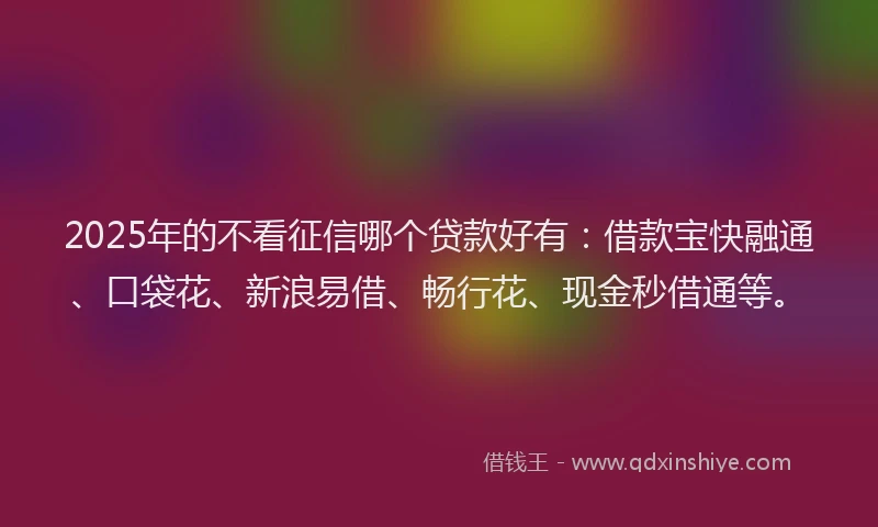 2025年的不看征信哪个贷款好有：借款宝快融通、口袋花、新浪易借、畅行花、现金秒借通等。