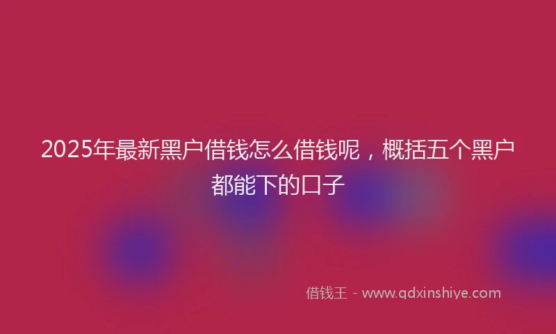 2025年最新黑户借钱怎么借钱呢，概括五个黑户都能下的口子