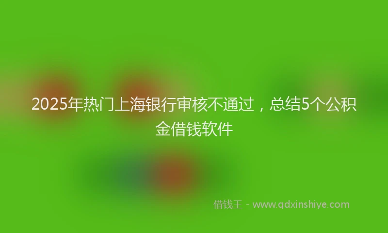 2025年热门上海银行审核不通过，总结5个公积金借钱软件