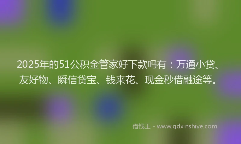 2025年的51公积金管家好下款吗有：万通小贷、友好物、瞬信贷宝、钱来花、现金秒借融途等。