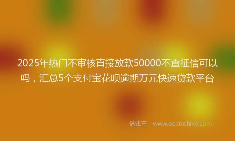 2025年热门不审核直接放款50000不查征信可以吗，汇总5个支付宝花呗逾期万元快速贷款平台