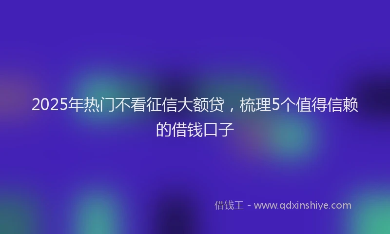 2025年热门不看征信大额贷，梳理5个值得信赖的借钱口子