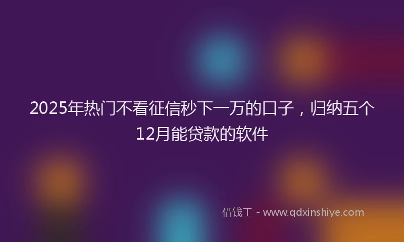 2025年热门不看征信秒下一万的口子，归纳五个12月能贷款的软件