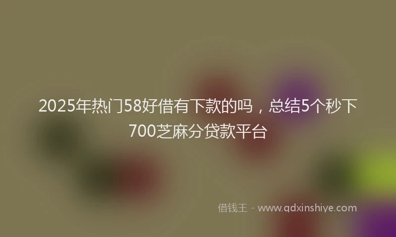 2025年热门58好借有下款的吗，总结5个秒下700芝麻分贷款平台