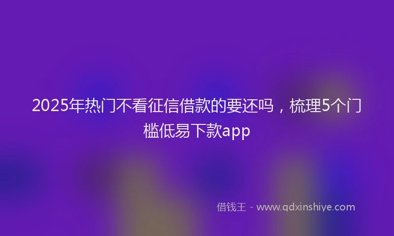 2025年热门不看征信借款的要还吗，梳理5个门槛低易下款app