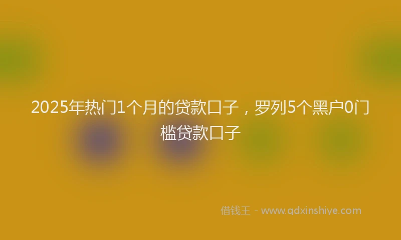 2025年热门1个月的贷款口子，罗列5个黑户0门槛贷款口子