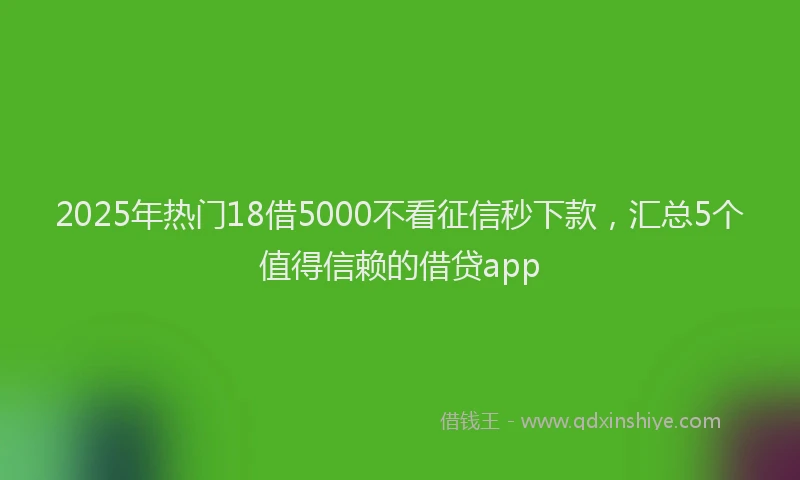 2025年热门18借5000不看征信秒下款，汇总5个值得信赖的借贷app