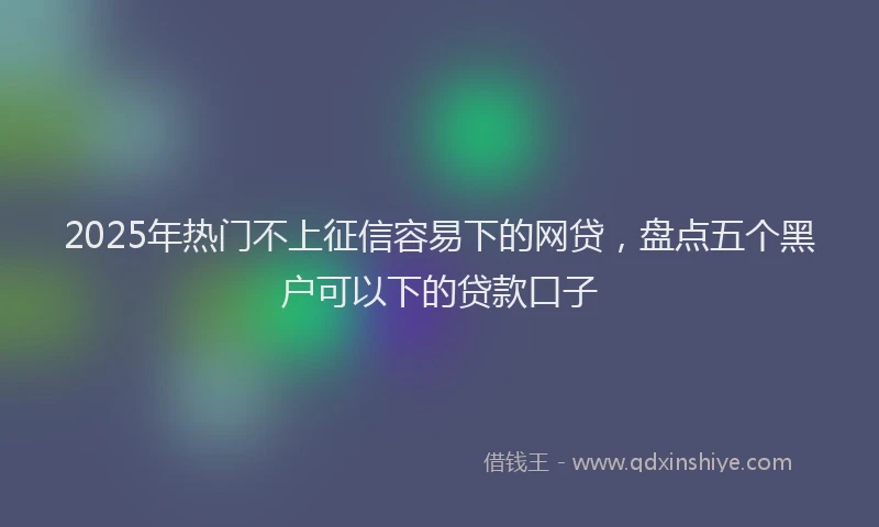 2025年热门不上征信容易下的网贷，盘点五个黑户可以下的贷款口子