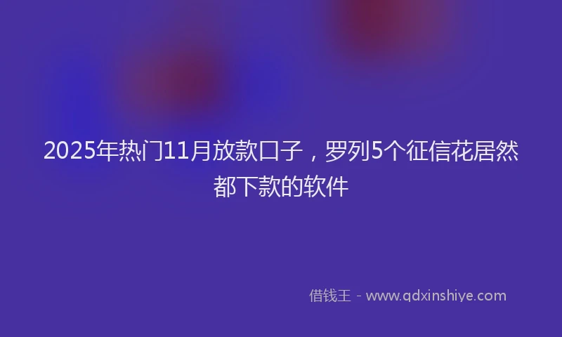 2025年热门11月放款口子，罗列5个征信花居然都下款的软件