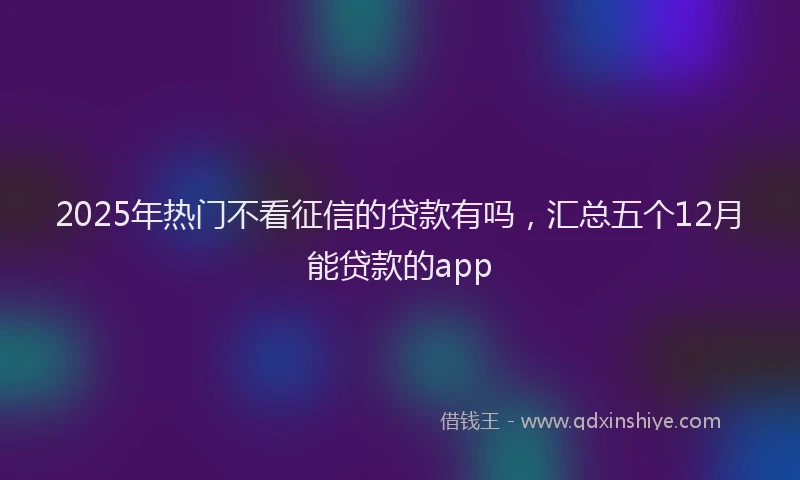 2025年热门不看征信的贷款有吗，汇总五个12月能贷款的app