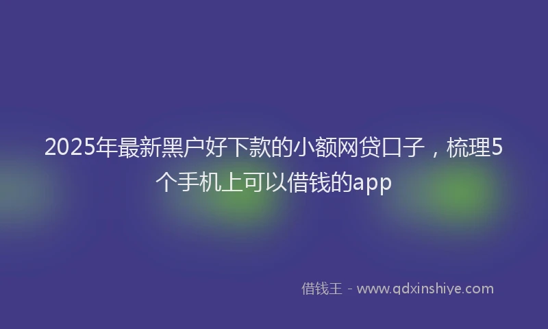 2025年最新黑户好下款的小额网贷口子，梳理5个手机上可以借钱的app