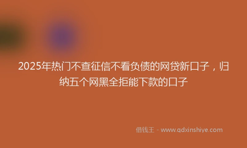2025年热门不查征信不看负债的网贷新口子，归纳五个网黑全拒能下款的口子