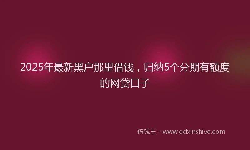 2025年最新黑户那里借钱，归纳5个分期有额度的网贷口子