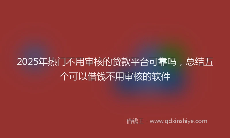 2025年热门不用审核的贷款平台可靠吗，总结五个可以借钱不用审核的软件