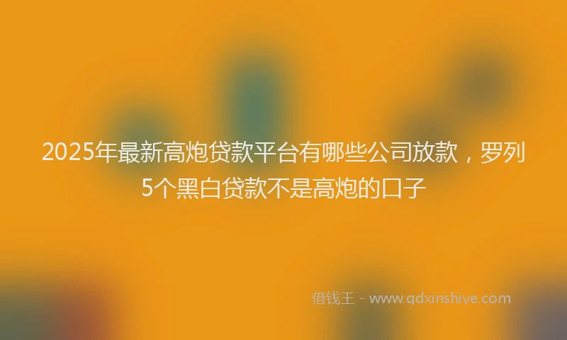 2025年最新高炮贷款平台有哪些公司放款，罗列5个黑白贷款不是高炮的口子