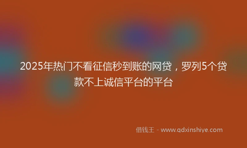 2025年热门不看征信秒到账的网贷，罗列5个贷款不上诚信平台的平台