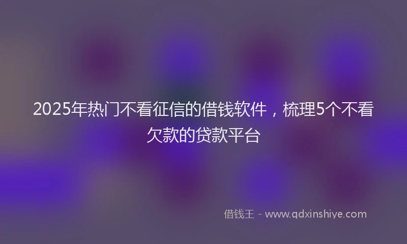 2025年热门不看征信的借钱软件，梳理5个不看欠款的贷款平台