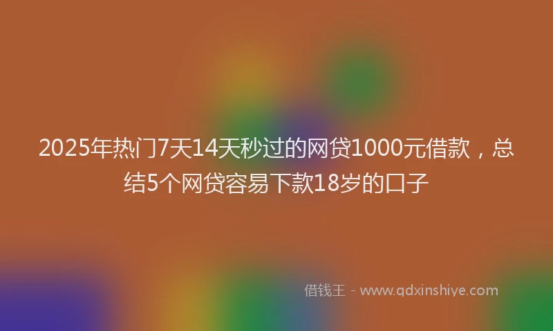 2025年热门7天14天秒过的网贷1000元借款，总结5个网贷容易下款18岁的口子