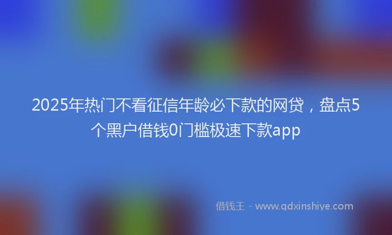2025年热门不看征信年龄必下款的网贷，盘点5个黑户借钱0门槛极速下款app