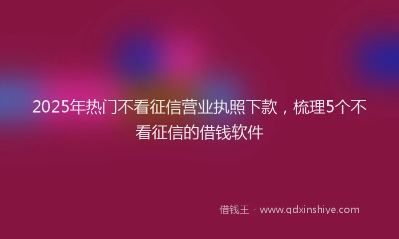 2025年热门不看征信营业执照下款，梳理5个不看征信的借钱软件
