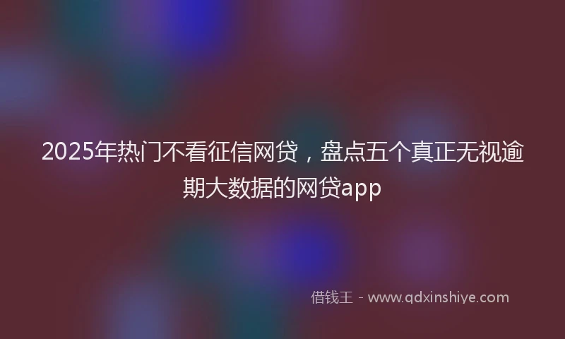 2025年热门不看征信网贷，盘点五个真正无视逾期大数据的网贷app