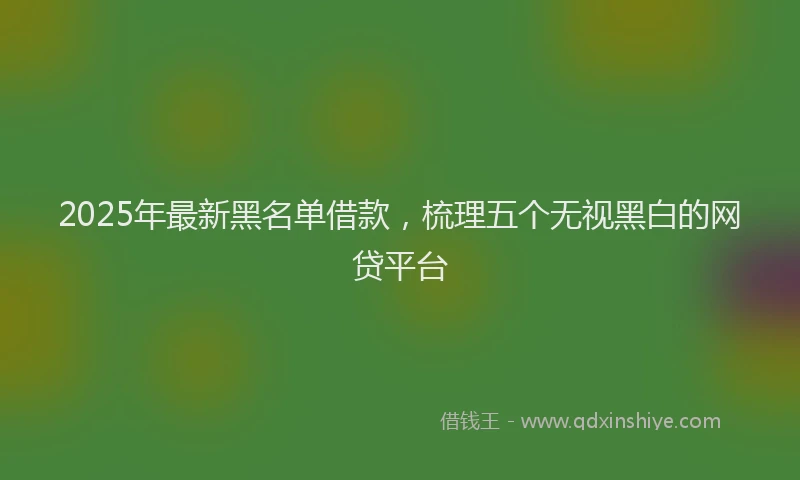 2025年最新黑名单借款，梳理五个无视黑白的网贷平台