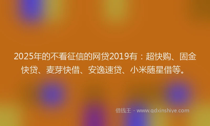 2025年的不看征信的网贷2019有：超快购、固金快贷、麦芽快借、安逸速贷、小米随星借等。
