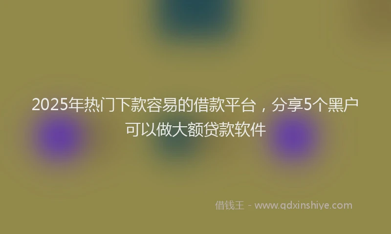 2025年热门下款容易的借款平台，分享5个黑户可以做大额贷款软件
