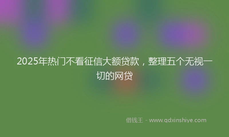 2025年热门不看征信大额贷款，整理五个无视一切的网贷