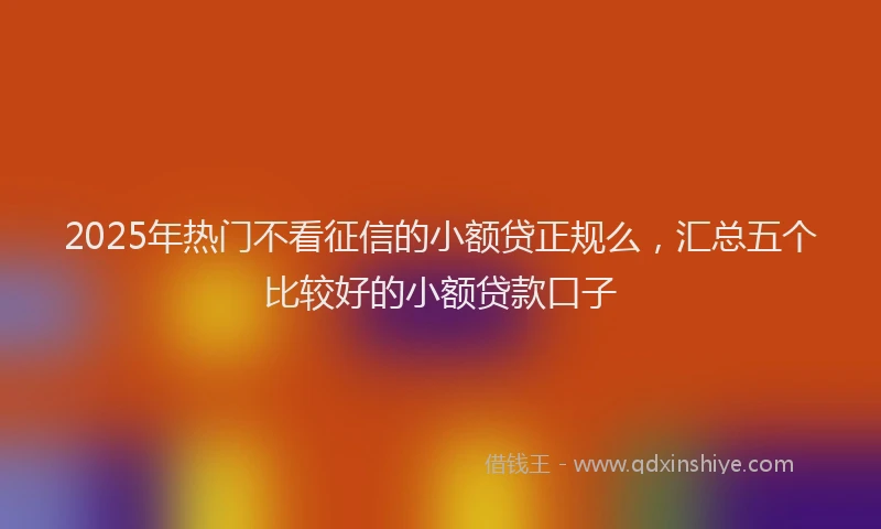 2025年热门不看征信的小额贷正规么，汇总五个比较好的小额贷款口子
