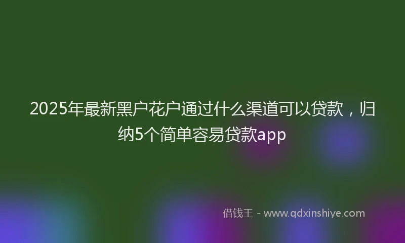 2025年最新黑户花户通过什么渠道可以贷款，归纳5个简单容易贷款app