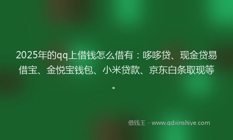 2025年的qq上借钱怎么借有：哆哆贷、现金贷易借宝、金悦宝钱包、小米贷款、京东白条取现等。