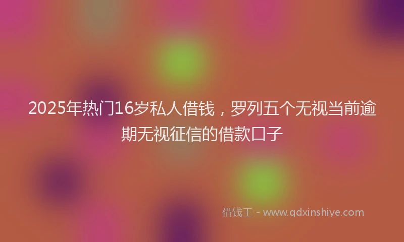 2025年热门16岁私人借钱，罗列五个无视当前逾期无视征信的借款口子