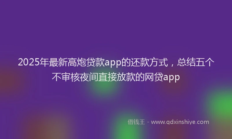 2025年最新高炮贷款app的还款方式，总结五个不审核夜间直接放款的网贷app
