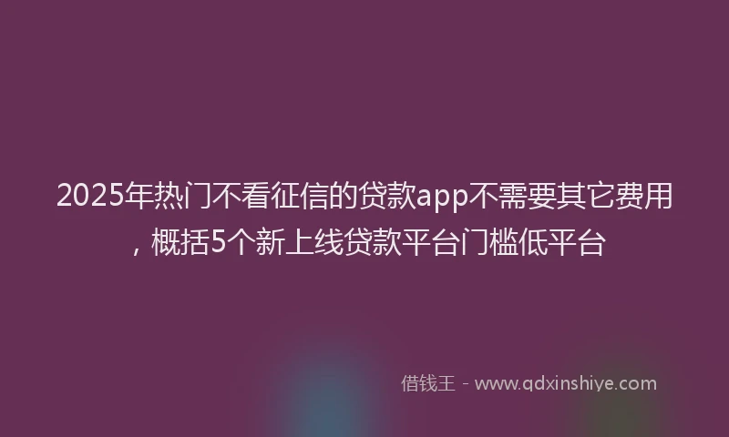 2025年热门不看征信的贷款app不需要其它费用，概括5个新上线贷款平台门槛低平台