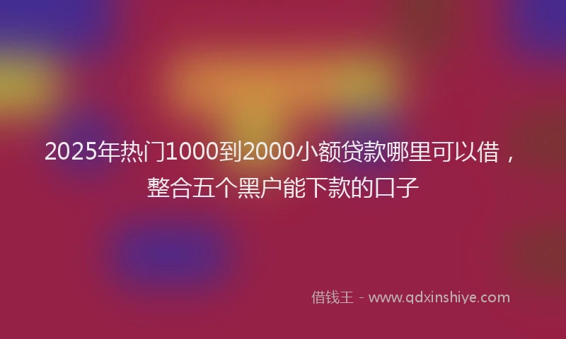 2025年热门1000到2000小额贷款哪里可以借，整合五个黑户能下款的口子