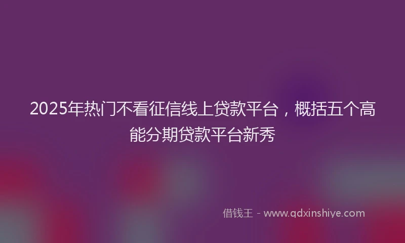 2025年热门不看征信线上贷款平台，概括五个高能分期贷款平台新秀