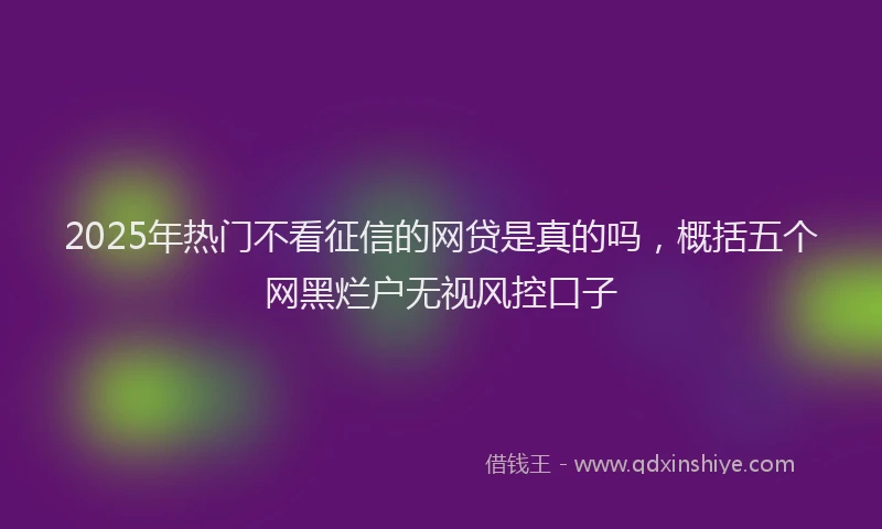 2025年热门不看征信的网贷是真的吗，概括五个网黑烂户无视风控口子