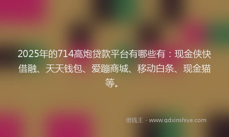 2025年的714高炮贷款平台有哪些有：现金侠快借融、天天钱包、爱蹦商城、移动白条、现金猫等。