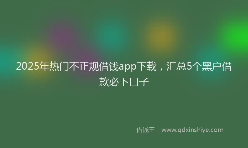 2025年热门不正规借钱app下载，汇总5个黑户借款必下口子