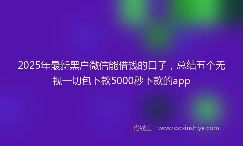 2025年最新黑户微信能借钱的口子，总结五个无视一切包下款5000秒下款的app